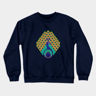 Peacock - stylized bird on deep blue background Crewneck Sweatshirt